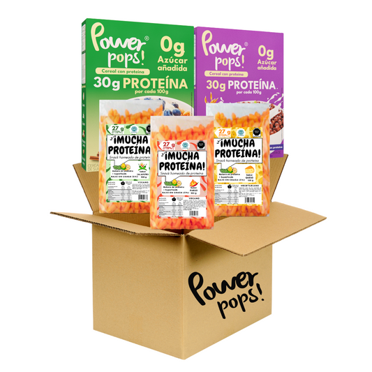 Caja de 14 pzas Power pops! + 60 ¡Mucha proteína! de 50 g + Envio Gratis