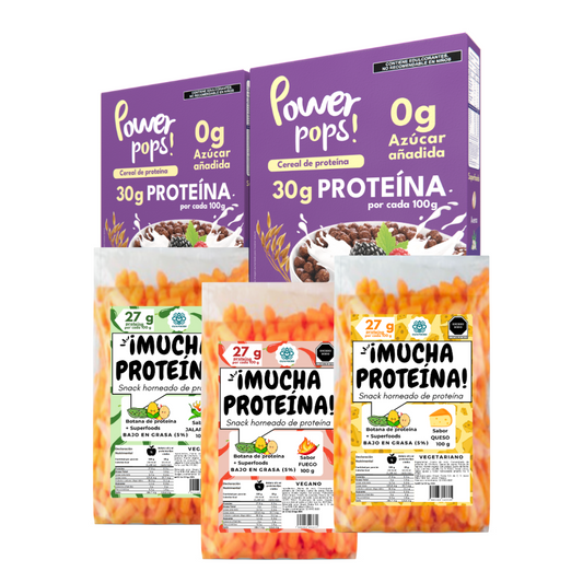 Starter Pack 10 Power pops! cereal + 18 botanas ¡Mucha proteína! + Envio Gratis + Cuchara tornasol