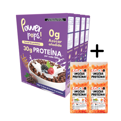 4x4 pack --> 4 Power pops!  + 4 ¡Mucha proteína! con Envío gratis