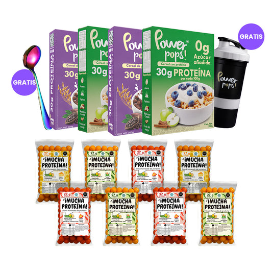 Hot Pack | Power pops! + ¡Mucha Proteína + Cuchara arcoiris y Shaker GRATIS
