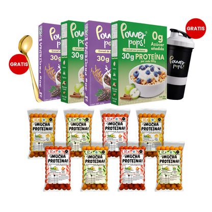 Hot Pack | Power pops! + ¡Mucha Proteína + Cuchara Dorada y Shaker GRATIS
